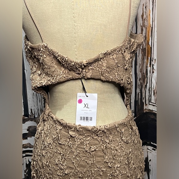 AKIRA Strapless Textured Tan Dress - Picture 5 of 8